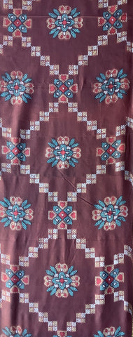 7733: 1930-50s Japanese Meisen Silk 62in.Pc Deadstock Mock-Kasuri Motif
