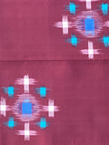 7931: geometric pattern on a maroon background, 1950s Meisen silk Japan