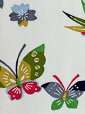 8090: 1980s Japan silk,Colorful butterfly pattern on a cream color  fabric background