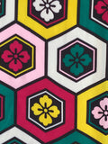 8092: 1970s Japan Kimono fabric, Hexagonal pattern  closeup 1