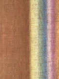 8151: 1980s textured Nishijin silk woven fabric, middle view, predominantly warm brown on the left, with narrow vertical rainbow-coloredbokashi running down the right side.