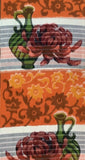 8155: 1950s  Bottom View,Futon Cover Meisen Cotton, middle band closeup Vase, chrysanthemum, marigolds, wild flowers