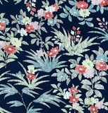 8063: 1980s Japan Kimono Silk Fabric,bottm view iris bellflowers some mums