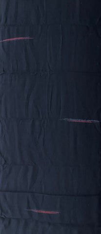 8065: 1960s Solid Black Kimono Silk w/accents in metallic brocades, long view