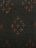 8067Close-up of a dark fabric with small light brown nine  plus signs as diamond figure