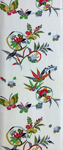 8090: 1980s Japanese Silk, Mock-Bingata Desgns, arai hari