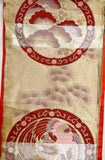 8099:  1980s Obi silk piece Reverse side, brocade embroidery