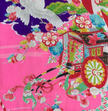 8103: 1930s Girls Ceremonial SIlk Kimono Fabric  Royal carriage bird, flowers