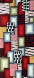 81071:1930s-50s Japanese Meisen Silk Fabric, AraiHari  Modern,Rectangular Grid, 50" pc