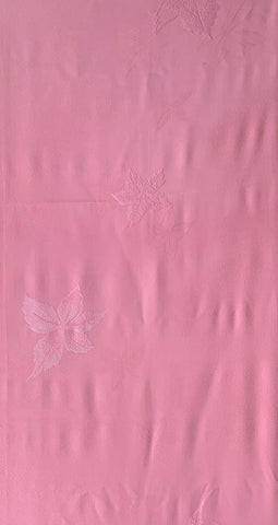 81132: 1980s Japan Kimono Silk A 46-inch view pink textured fabric with subtle interwoven floral patterns.