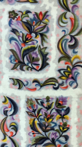 8122-2: 39in. 1930s Meisen Silk 1930s Special Meisen Silk, Art Deco-influenced floral and vine motifs