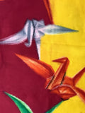 8126: 1930s Meisen Silk, origami cranes tsuru closeups