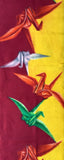 8126: 1930s Meisen Silk, origami cranes tsuru 40 inches long view