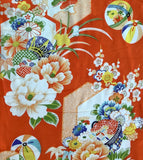 8130: Closeup1 1930s Girls Ceremonial  silk hexagonals, temari balls, tsuzumi drums