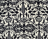 81362: Extra closeup View 1960s black-and-white geometric-patterned Japanese silk fabric with a repeating ikat-inspired design