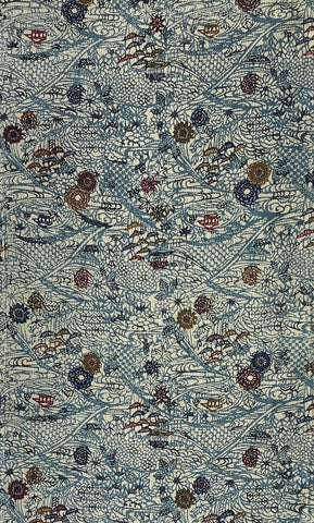 81412: 1920s-1930s Japanese Chirimen Silk Kimono Fabric,AraiHari, 38in.Komon. Mums, Other Motifs