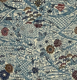 81412: 1920s-1930s Japanese Chirimen Silk Kimono Fabric,AraiHari,.Komon. Mums, Other Motifs- closeup middle  view