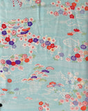 81402: 1960s Japanese Kimono Silk Fabric, Arai-Hari, 55in. Floral on Water,Country Scene
