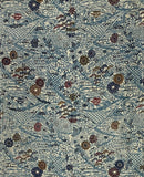 81412: 1920s-1930s Japanese Chirimen Silk Kimono Fabric,AraiHari,.Komon. Mums, Other Motifs- top Half view