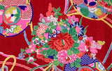 8144:1950s Japan Ceremonial Womens Silk Kimono Fabric; ornate floral, drums, closeup 2