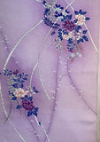 4152: closeup1  1980s Japanese Furisode Silk, these 2 clusters repeat; cords, daisy cascade