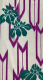 8154: 1960s Japan Cotton Mimic Ikat  yagane arrow-peonies bottom part