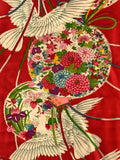 7669:1960s Silk, doves, floral orbs closeup