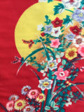 7934:1930-50s Japanese Meisen Silk 54in.Pc Deadstock,Floral, Moon