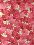 79662: 1980s Japan Kimono Silk, maple leaves. middle closeup