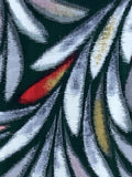 Close-up of a fabric with leaf pattern and red accent 79911: 1950s Meisen Silk,66in. spoonflowers
