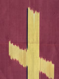 80012: 1940s Japan Meisen Silk, Church Borders, closeup church/temple border figure extra closeup