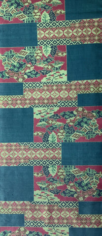 8016: 1980s Ohshima Tsumugi Silk, 61 in.; complex geometric 