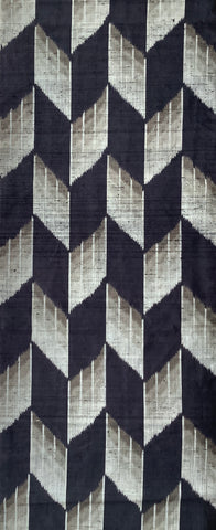 80171: 1930s-50s  Mud-Dyed Japanese Silk Doro-Ohshima Tsumugi, Geometric,58in. AraiHari