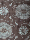 80181: 1930s Mud Ohshima Tsumugi, 58 in. ornate floral medallions closeup1