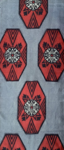 80212: 1980s Ohshima Tsumugi, Hex Medallions,41 inches