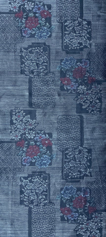 8028 1980s Tsumugi SIlk Pongee, books, florals 62inches