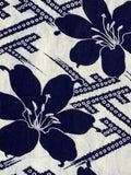 8040: 1930s Japan Yukata Cotton, lilies,  geometric bands 