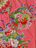 8050: 1930s Japan Kimono Silk, Ornate closeup floral orbs, decoratives