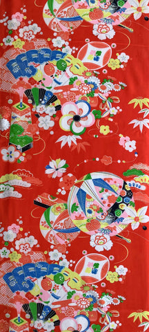 8052: 1960 Girls Ceremonial Kimono Fabric silk, full view