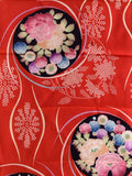 8053: 1960s Japan Kimono Silk, closeup 1 floral orbs