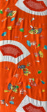 8058: 1980s Japan Kimono Silk, Fans, 49in.