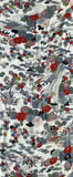 8061: 1960s Kimono Silk, Mums, Streams, chirimen, 50 inches