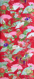 8076: 1960s Japan Furisode Silk, Fans, Flowers, 51 inches