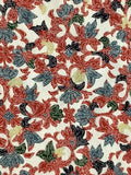 81002: 1960s Chirimen Silk, Floral Maze design, curlicue florals, closeup 2