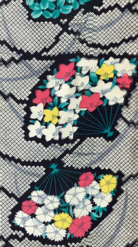 81062-full view: 1930s meisen silk lattice with floral fans, 34inches