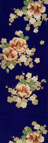 81121:1930s Kimono Silk,patter repeats 59in.,Camellias w plum blossoms