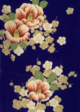 81122:1930s Kimono Silk,Camellias w plum blossoms closeup1
