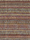 81352: 1970s Japan Kimono Silk,  closeup 2 with horizontal multicolor stripes in muted brown, beige, gray, and rust tones.