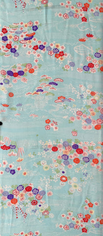 8140:1960s Chirimen Silk, 2yds+ floweres, traditional motifs