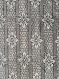 8146: 1960s Japanese Silk Ohshima Tsumugi, 4Petals, Fish-Scale,Bars,Grid,58",AraiHari